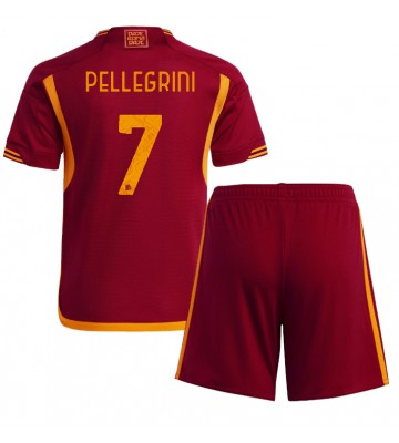 Maillot de foot AS Roma Lorenzo Pellegrini #7 Domicile enfant 2023-24 Manches Courte (+ pantalon court)
